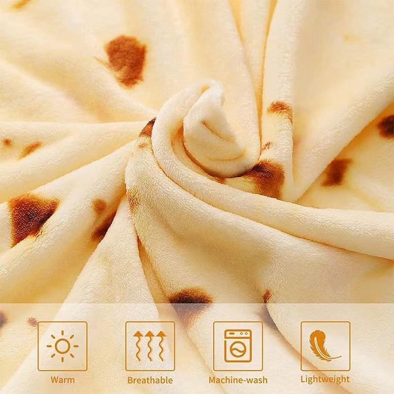SILUI Tortilla Burrito Blanket White Elephant Gifts for Adults Useful Men Women Funny Novelty Gag Food Throw Blanket Trendy Stuff Flannel Taco Wrap Blanket Home Decor(83 Inches) - Image 3